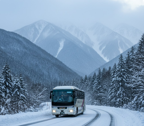 9 Things You Must Know Before Visiting Shirakawago: The Only Travel Guide You Need Highway tourist bus driving through snowy mountain roads toward Shirakawago