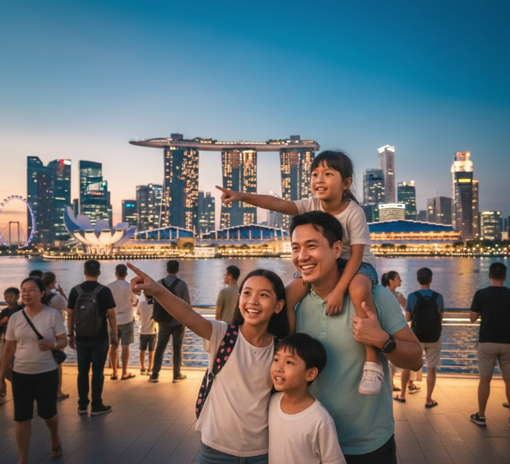 fa,mily enjoying singapore