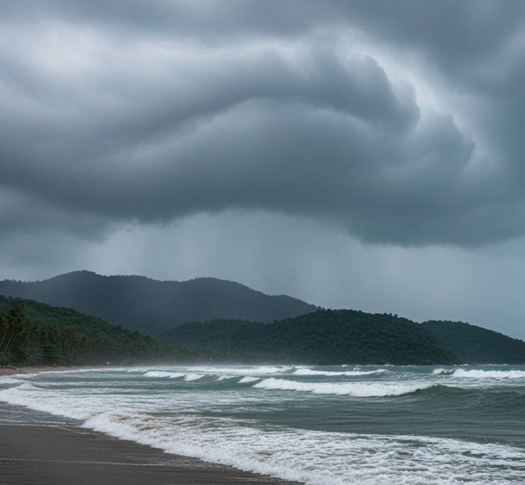 Best Time to Visit Thailand (2025–2026 Guide): Weather, Seasons & Where to Go Phuket beach during monsoon season with waves and cloudy sky