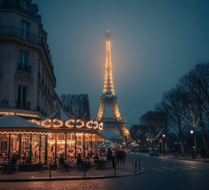 best places to travel in February in Paris with Eiffel Tower winter views and cozy cafes