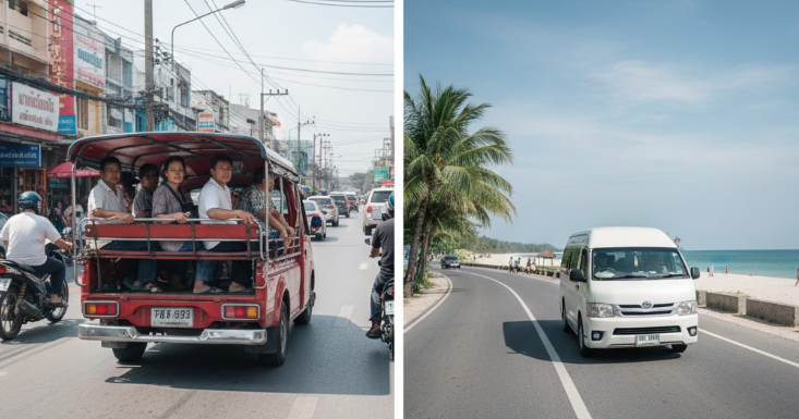 Hua Hin vs Pattaya public transport songthaew