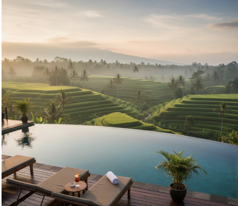 Planning a Trip to Bali: The Ultimate 2025–2026 Guide for an Unforgettable Holiday Luxury infinity pool facing Ubud rice terraces.