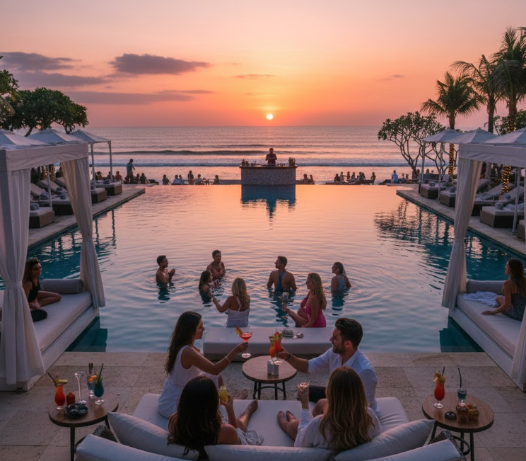 Planning a Trip to Bali: The Ultimate 2025–2026 Guide for an Unforgettable Holiday Seminyak beach club sunset view.