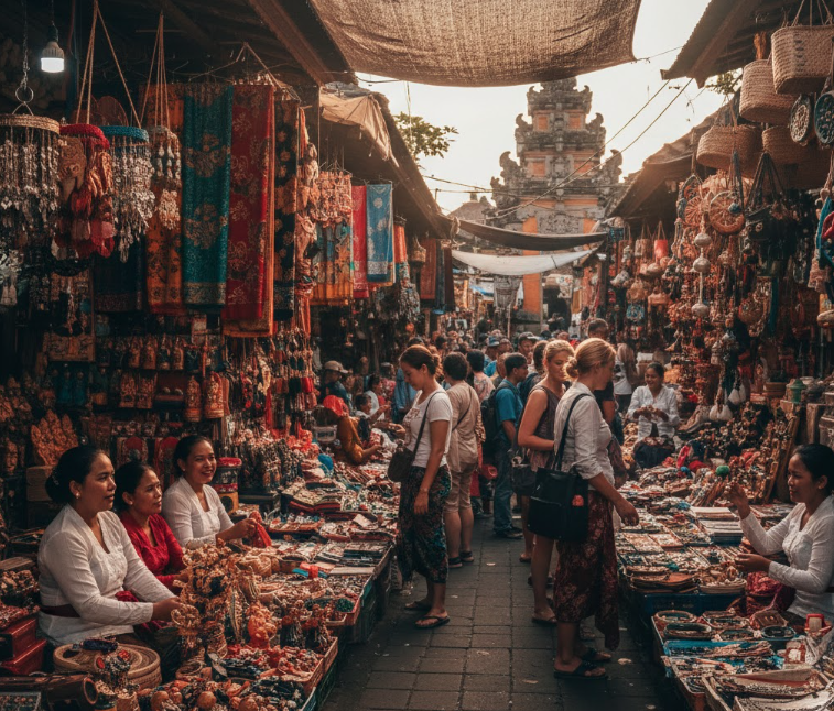 Planning a Trip to Bali: The Ultimate 2025–2026 Guide for an Unforgettable Holiday Ubud market stalls with local crafts and sarongs.