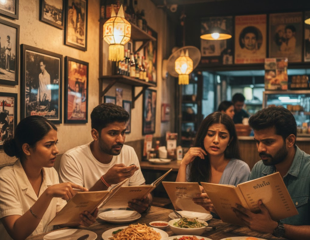 What Indians Can Eat in Thailand: The Ultimate Guide for Indian Taste Buds (2025) confused indians in thai restaurant