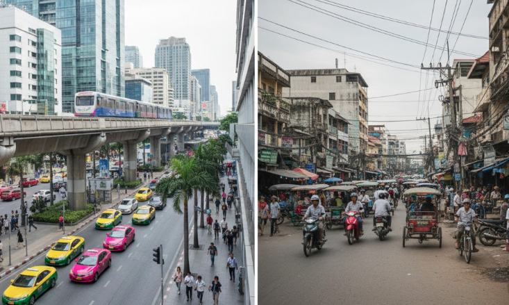 Thailand vs Cambodia infrastructure and transport
