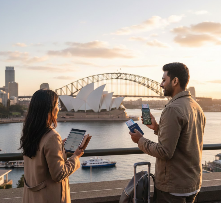 7 Brutally Useful Tips: Guide for Indians to Visit Australia (Visa, Cost & Food) Guide for Indians to visit Australia with Sydney skyline and first-time travel planning