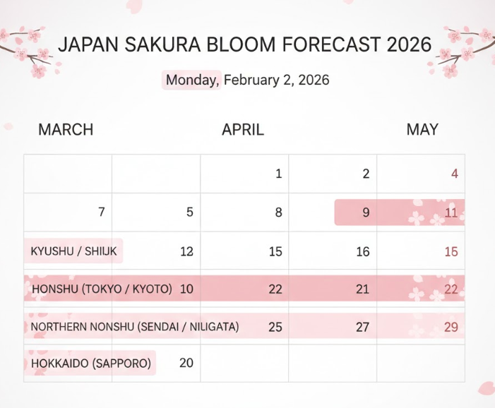 Japan cherry blossom forecast bloom timing overview