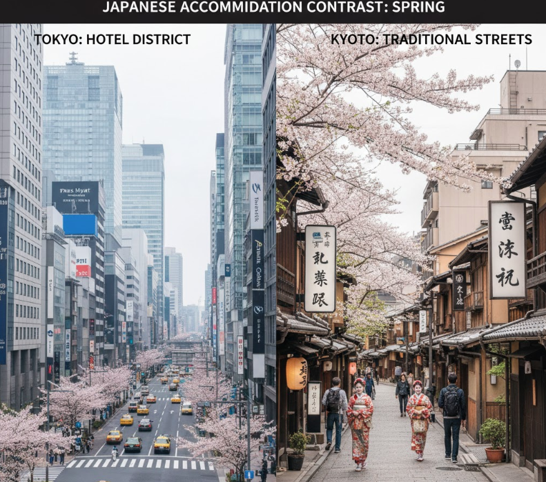 Japan cherry blossom forecast effect on Tokyo versus Kyoto hotels