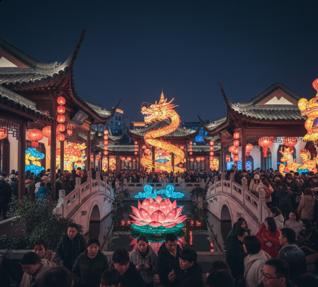 Yuyuan Lantern Festival core zone inside Yuyuan Garden